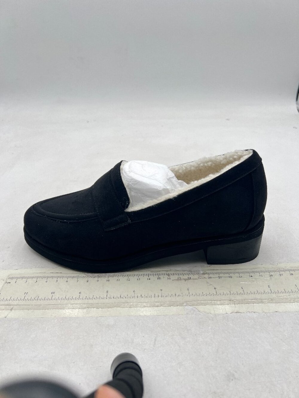 Black Women Winter Classic Loafers Round Toe Comfort Chunky Low Heels Fur Pumps